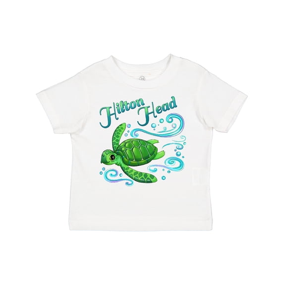 Inktastic Hilton Head Cute Sea Turtle with Waves and Bubbles Boys or Girls Toddler T-Shirt