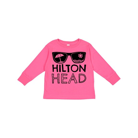 Inktastic Hilton Head Sunglasses with Umbrella and Sun Boys or Girls Long Sleeve Toddler T-Shirt