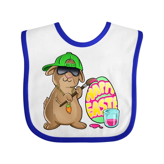 Inktastic Hip Hop Artist Cute Easter Bunny Painting Egg Boys or Girls Baby Bib