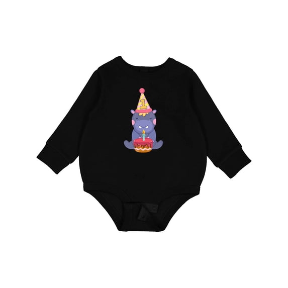 Inktastic Hippo 1st Birthday Baby Fleece Bodysuit