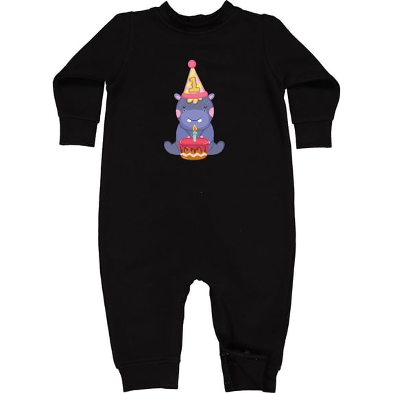 Inktastic Hippo 1st Birthday Baby Fleece Romper