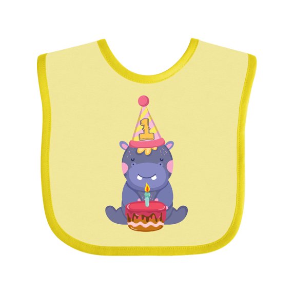 Inktastic Hippo 1st Birthday Boys or Girls Baby Bib