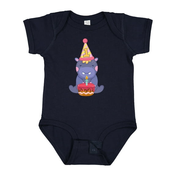 Inktastic Hippo 1st Birthday Boys or Girls Baby Bodysuit