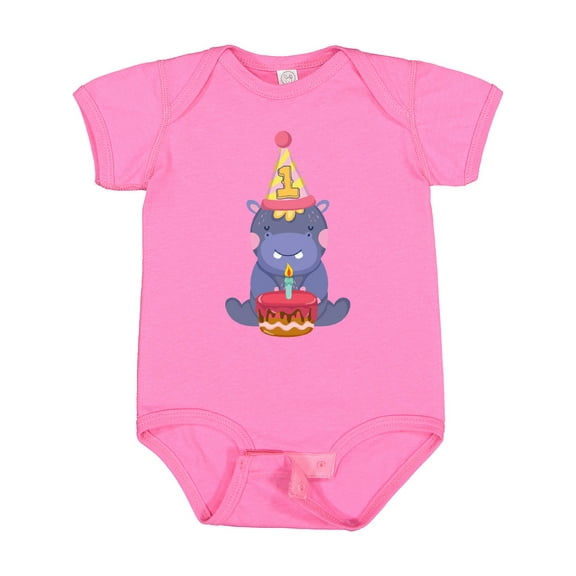 Inktastic Hippo 1st Birthday Boys or Girls Baby Bodysuit