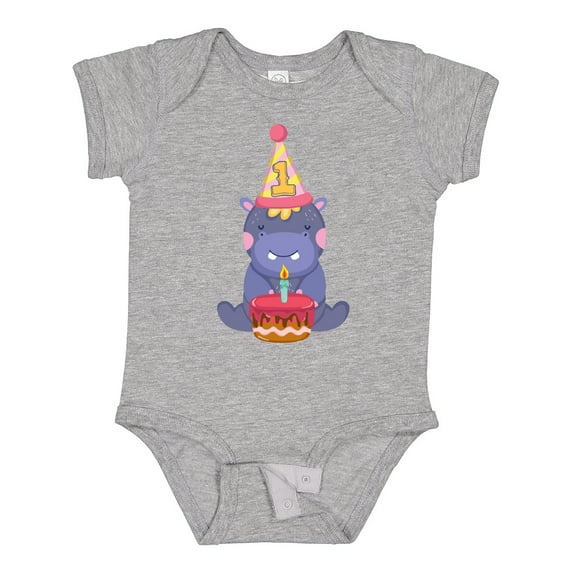 Inktastic Hippo 1st Birthday Boys or Girls Baby Bodysuit