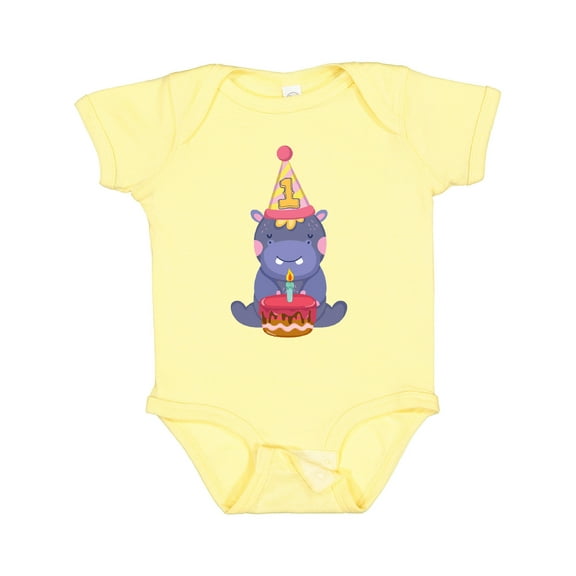 Inktastic Hippo 1st Birthday Boys or Girls Baby Bodysuit