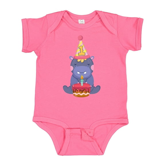 Inktastic Hippo 1st Birthday Boys or Girls Baby Bodysuit