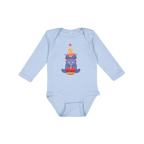 Inktastic Hippo 1st Birthday Boys or Girls Long Sleeve Baby Bodysuit