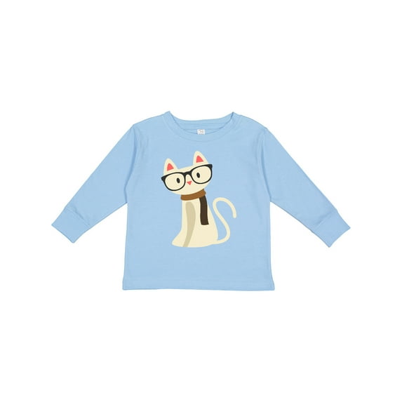 Inktastic Hipster Cat Boys or Girls Long Sleeve Toddler T-Shirt