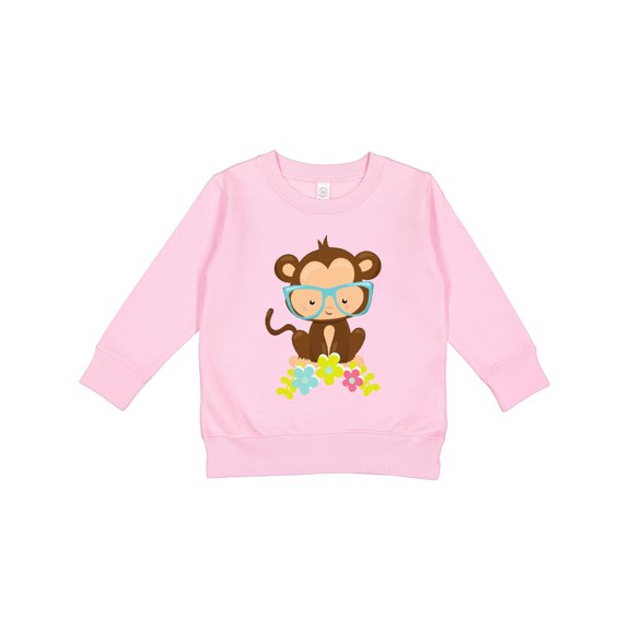 Inktastic Hipster Monkey, Monkey with Glasses, Flowers Toddler Sweatshirt