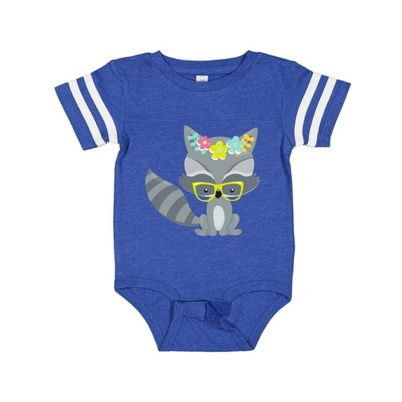 Inktastic Hipster Raccoon, Raccoon With Glasses, Flowers Boys or Girls Baby Bodysuit