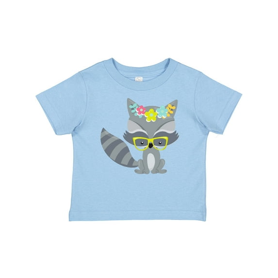Inktastic Hipster Raccoon, Raccoon With Glasses, Flowers Boys or Girls Baby T-Shirt