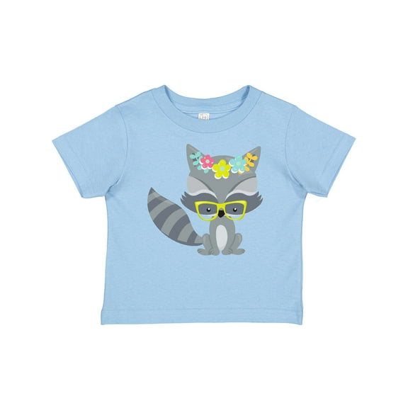 Inktastic Hipster Raccoon, Raccoon With Glasses, Flowers Boys or Girls Baby T-Shirt