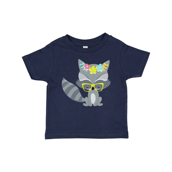 Inktastic Hipster Raccoon, Raccoon With Glasses, Flowers Boys or Girls Baby T-Shirt