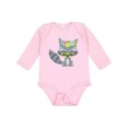 thumbnail image 1 of Inktastic Hipster Raccoon, Raccoon With Glasses, Flowers Boys or Girls Long Sleeve Baby Bodysuit, 1 of 5