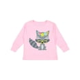thumbnail image 1 of Inktastic Hipster Raccoon, Raccoon With Glasses, Flowers Boys or Girls Long Sleeve Toddler T-Shirt, 1 of 5