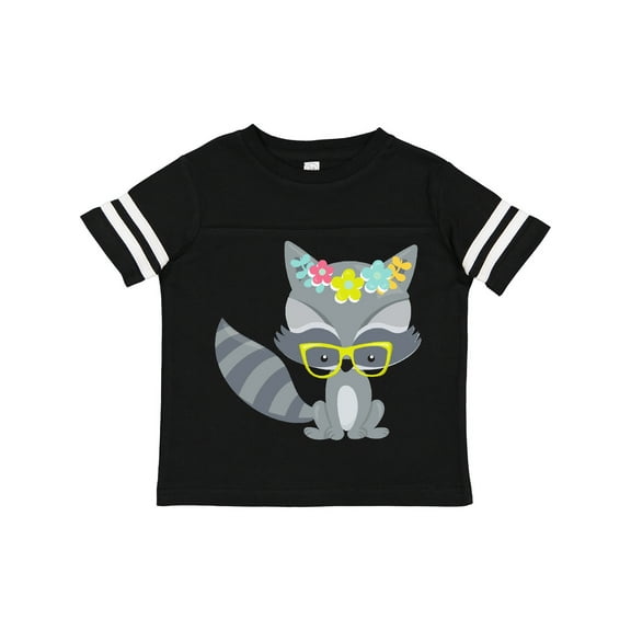 Inktastic Hipster Raccoon, Raccoon With Glasses, Flowers Boys or Girls Toddler T-Shirt