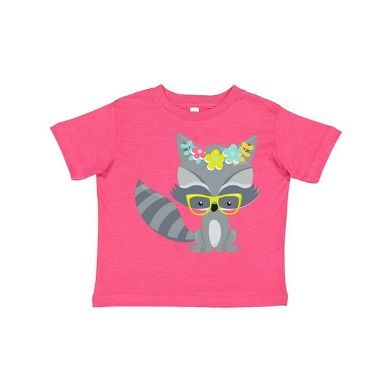 Inktastic Hipster Raccoon, Raccoon With Glasses, Flowers Boys or Girls Toddler T-Shirt