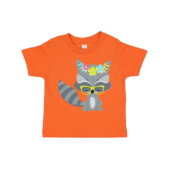 Inktastic Hipster Raccoon, Raccoon With Glasses, Flowers Boys or Girls Toddler T-Shirt