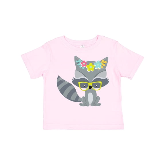 Inktastic Hipster Raccoon, Raccoon With Glasses, Flowers Boys or Girls Toddler T-Shirt