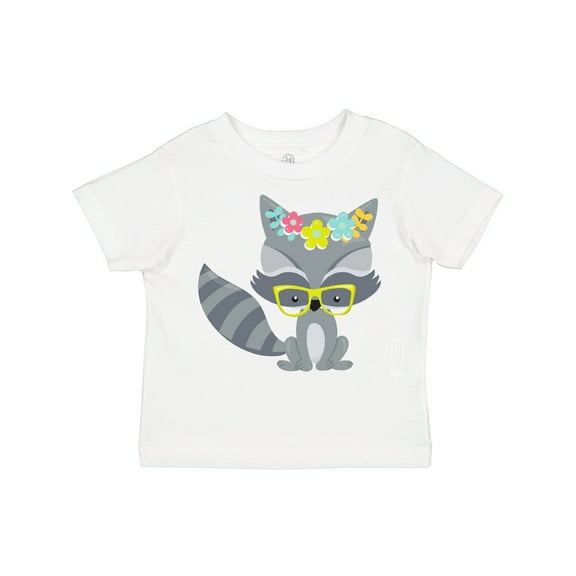 Inktastic Hipster Raccoon, Raccoon With Glasses, Flowers Boys or Girls Toddler T-Shirt