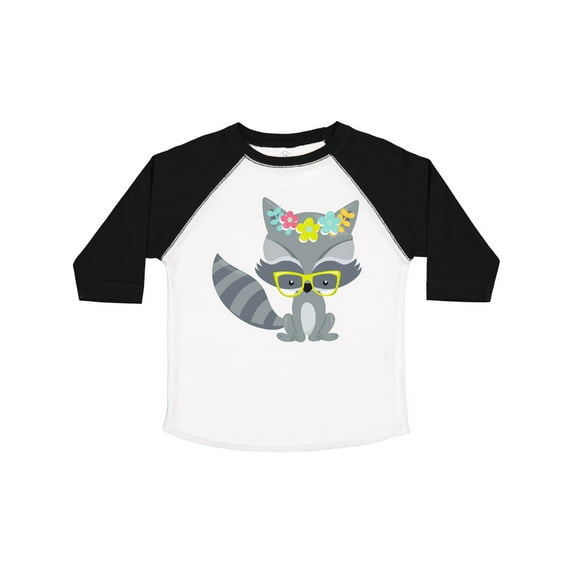 Inktastic Hipster Raccoon, Raccoon With Glasses, Flowers Boys or Girls Toddler T-Shirt