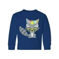 thumbnail image 1 of Inktastic Hipster Raccoon, Raccoon With Glasses, Flowers Long Sleeve Youth T-Shirt, 1 of 5
