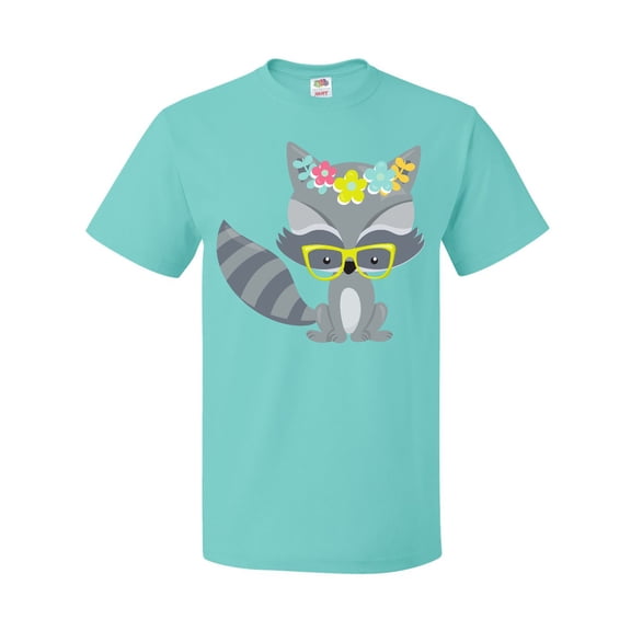 Inktastic Hipster Raccoon, Raccoon With Glasses, Flowers T-Shirt