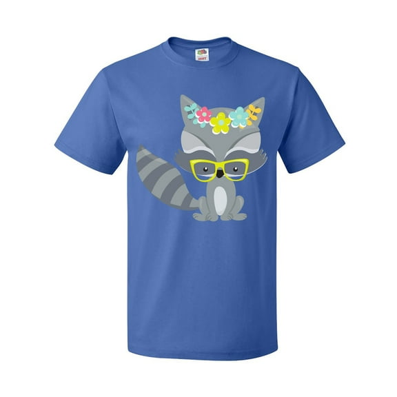 Inktastic Hipster Raccoon, Raccoon With Glasses, Flowers T-Shirt