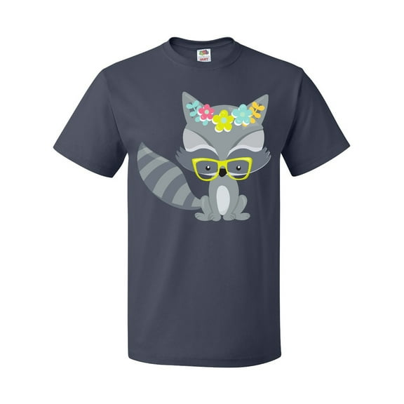 Inktastic Hipster Raccoon, Raccoon With Glasses, Flowers T-Shirt