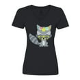 thumbnail image 1 of Inktastic Hipster Raccoon, Raccoon With Glasses, Flowers Women's V-Neck T-Shirt, 1 of 5