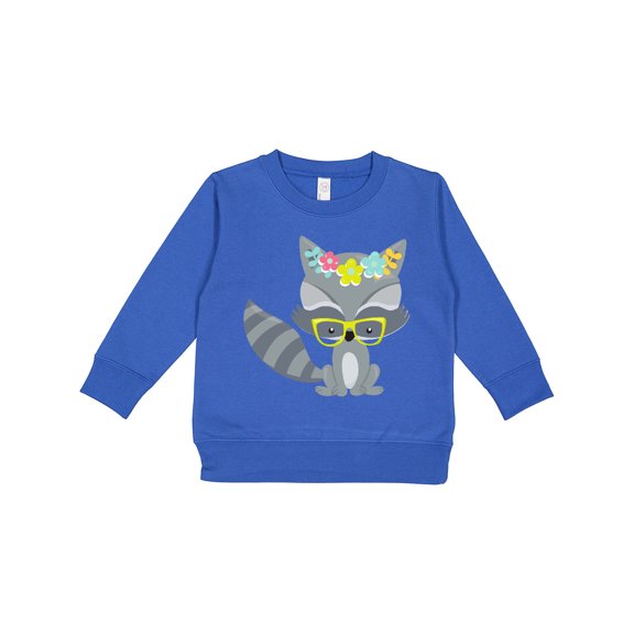 Inktastic Hipster Raccoon, Raccoon with Glasses, Flowers Toddler Sweatshirt