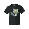 thumbnail image 1 of Inktastic Hipster Raccoon, Raccoon with Glasses, Flowers Youth T-Shirt, 1 of 5