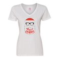 thumbnail image 1 of Inktastic Hipster Santa Women's V-Neck T-Shirt, 1 of 5