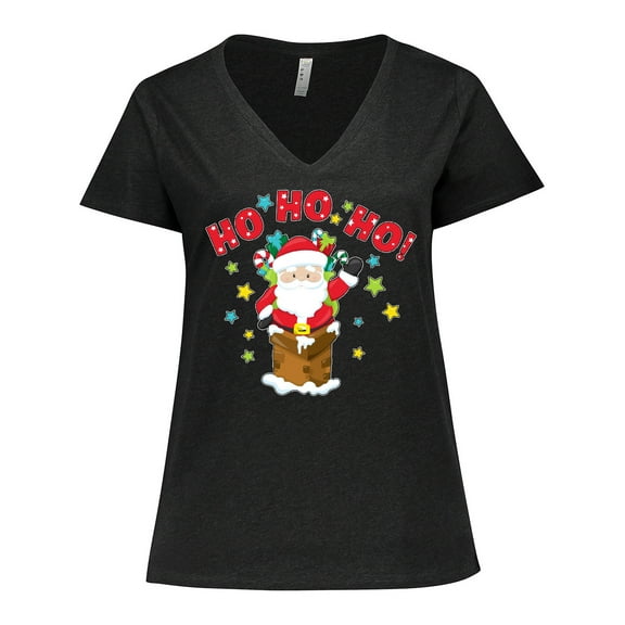 Inktastic Ho Ho Ho Santa Claus is Here Women's Plus Size V-Neck T-Shirt