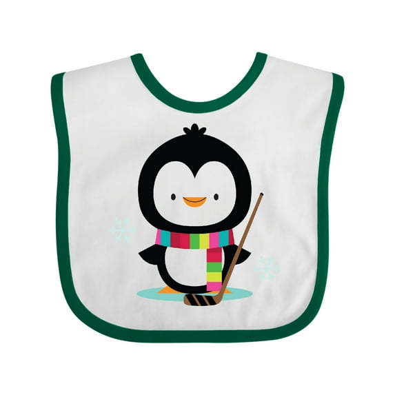 Inktastic Hockey Christmas Penguin Boys or Girls Baby Bib