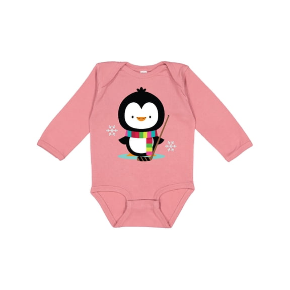 Inktastic Hockey Christmas Penguin Boys or Girls Long Sleeve Baby Bodysuit