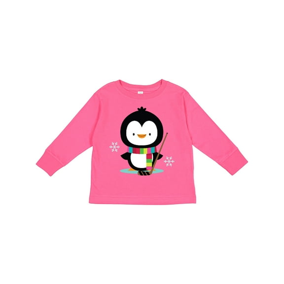 Inktastic Hockey Christmas Penguin Boys or Girls Long Sleeve Toddler T-Shirt