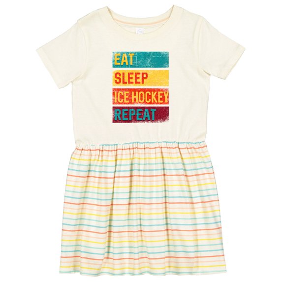 Inktastic Hockey Eat Sleep Ice Hockey Repeat Girls Toddler Dress