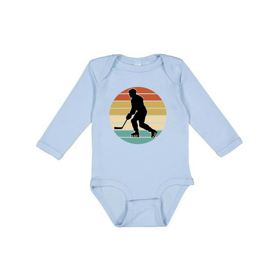 Inktastic Hockey Player Retro Sunset Boys or Girls Long Sleeve Baby Bodysuit