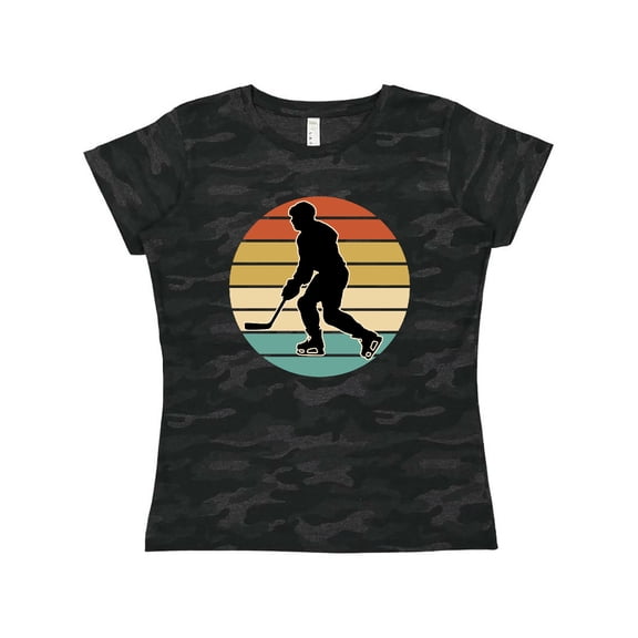 Inktastic Hockey Player Retro Sunset Women's T-Shirt