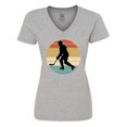 thumbnail image 1 of Inktastic Hockey Player Retro Sunset Women's V-Neck T-Shirt, 1 of 5