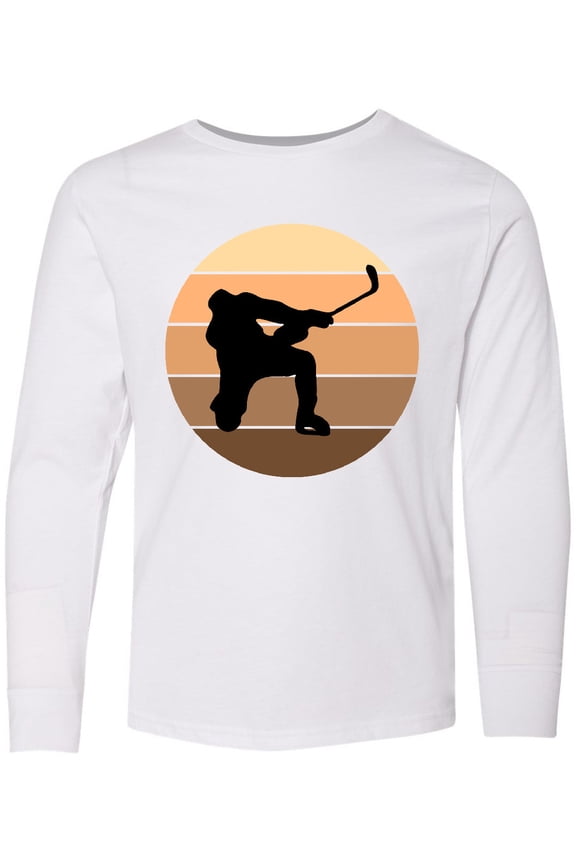 Hockey Retro Sunset Long Sleeve Youth T-Shirt