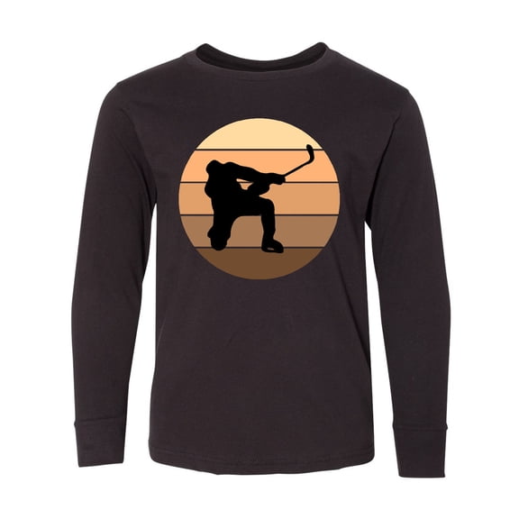 Inktastic Hockey Retro Sunset Long Sleeve Youth T-Shirt