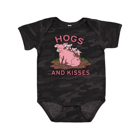 Inktastic Hogs and Kisses with Cute Pig Family Boys or Girls Baby Bodysuit