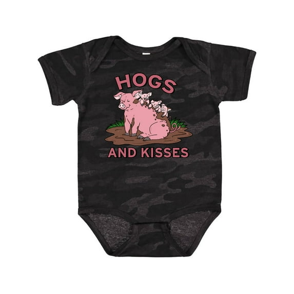 Inktastic Hogs and Kisses with Cute Pig Family Boys or Girls Baby Bodysuit