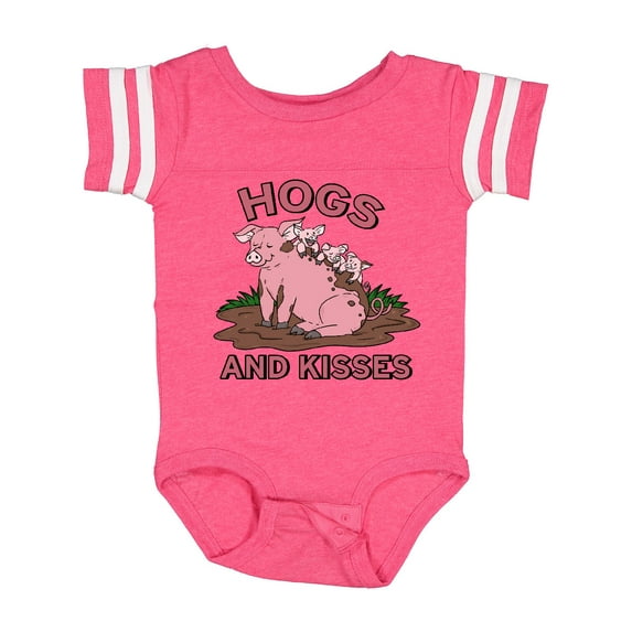 Inktastic Hogs and Kisses with Cute Pig Family Boys or Girls Baby Bodysuit