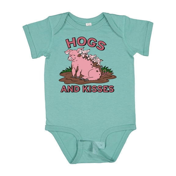 Inktastic Hogs and Kisses with Cute Pig Family Boys or Girls Baby Bodysuit