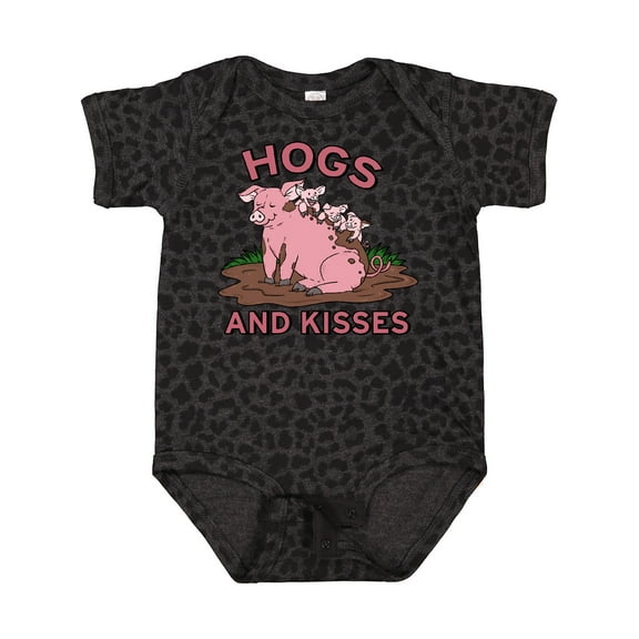 Inktastic Hogs and Kisses with Cute Pig Family Boys or Girls Baby Bodysuit