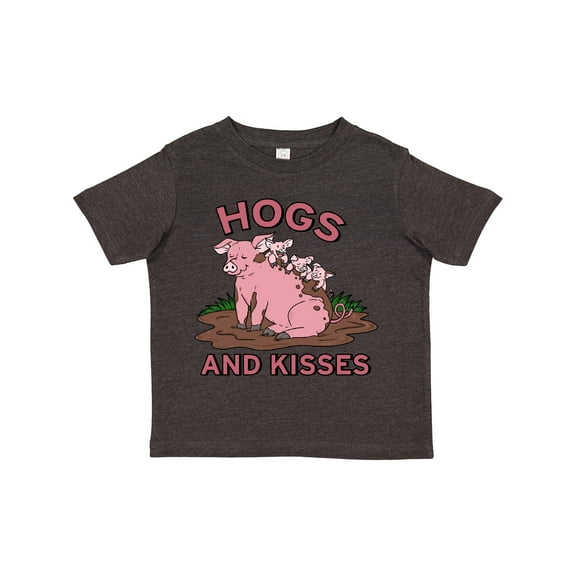 Inktastic Hogs and Kisses with Cute Pig Family Boys or Girls Toddler T-Shirt